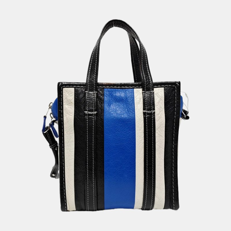 BALENCIAGA Bazar XS黑色羊皮單肩包斜挎包手提包銀色五金可拆卸肩帶-4