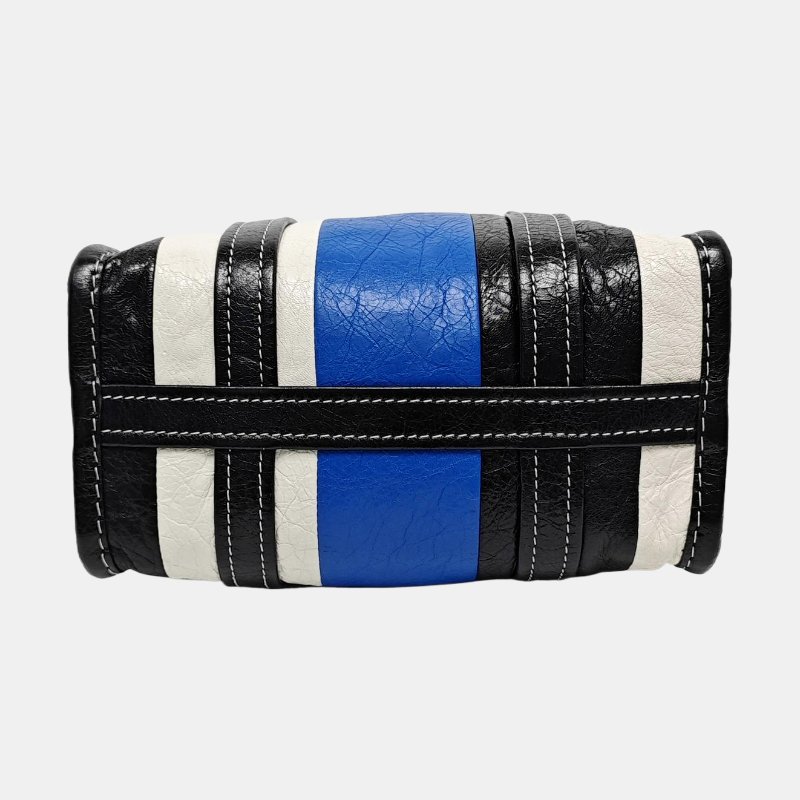 BALENCIAGA Bazar XS黑色羊皮單肩包斜挎包手提包銀色五金可拆卸肩帶-5