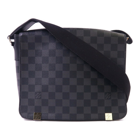LOUIS VUITTON Damier Graphite Distrist PM銀扣肩背袋