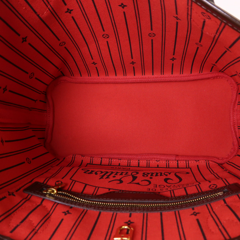 LOUIS VUITTON Damier Neverfull PM金扣手挽袋-4