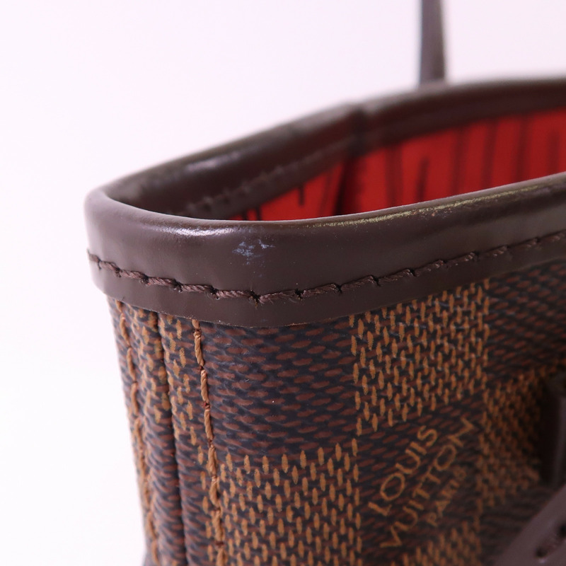 LOUIS VUITTON Damier Neverfull PM金扣手挽袋-12