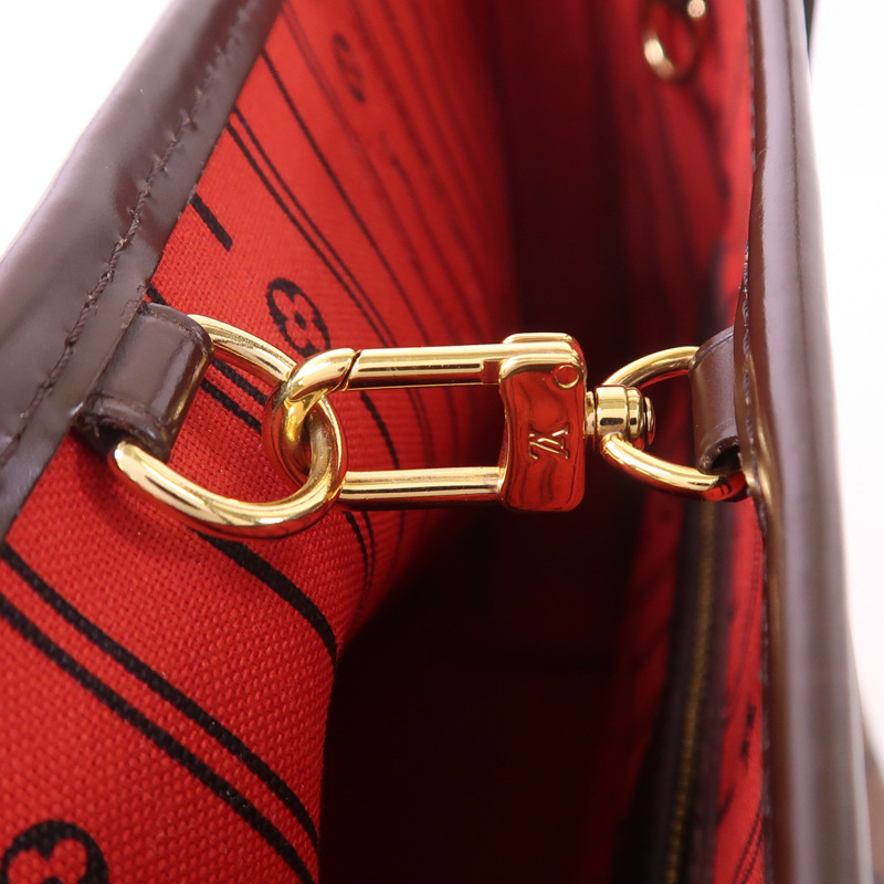 LOUIS VUITTON Damier Neverfull PM金扣手挽袋-15