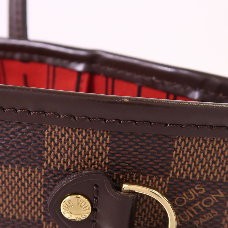 LOUIS VUITTON Damier Neverfull PM金扣手挽袋-16