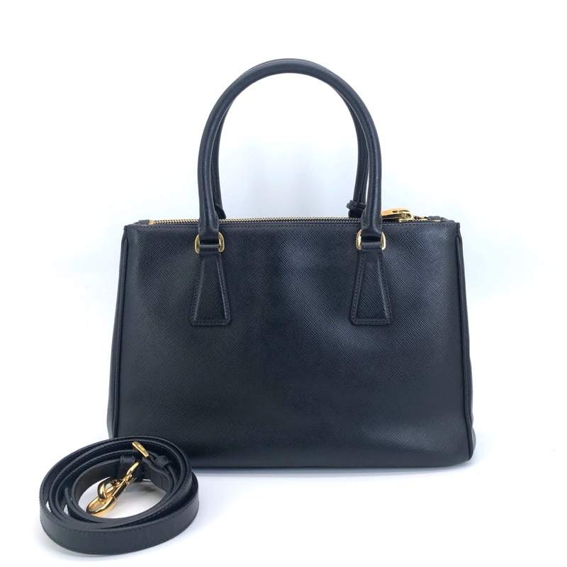 Parda普拉達 Galleria殺手 黑色皮革手提單肩包小號殺手包。-1