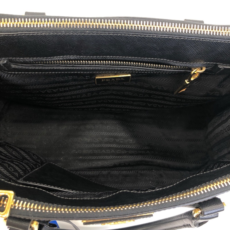 Parda普拉達 Galleria殺手 黑色皮革手提單肩包小號殺手包。-5