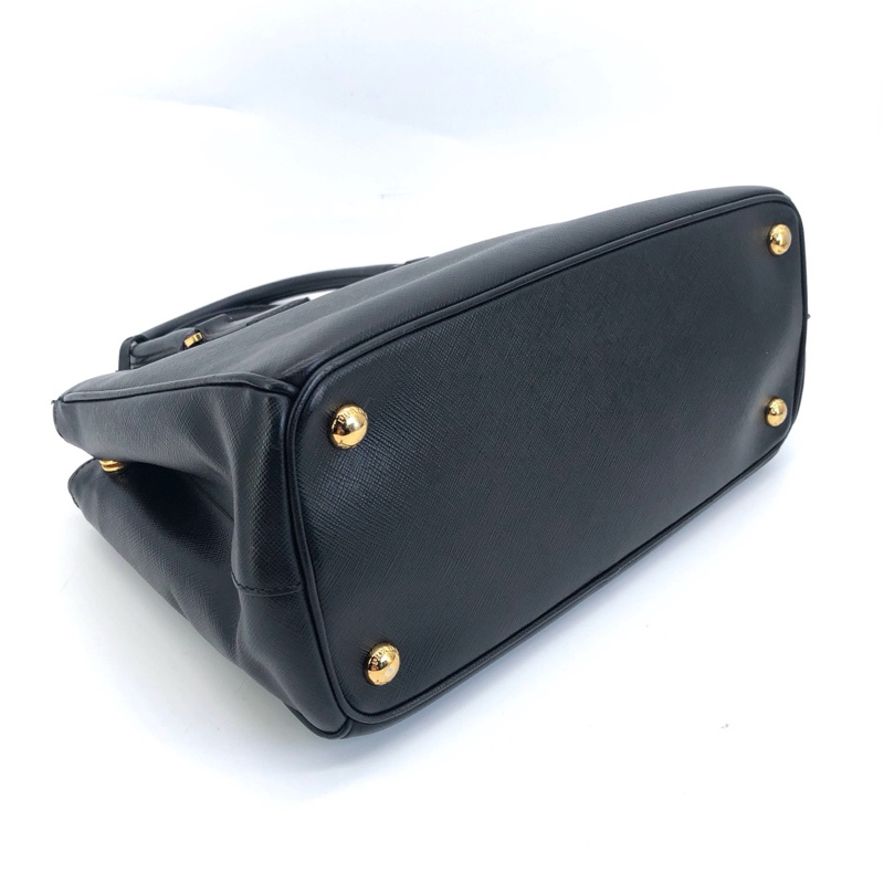 Parda普拉達 Galleria殺手 黑色皮革手提單肩包小號殺手包。-8