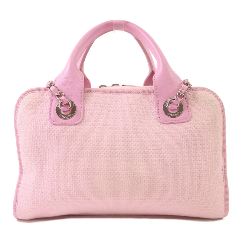 CHANEL 帆布Deauville Bowling Bag銀扣手挽肩背兩用袋-1