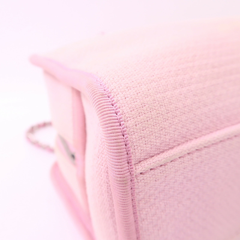 CHANEL 帆布Deauville Bowling Bag銀扣手挽肩背兩用袋-10