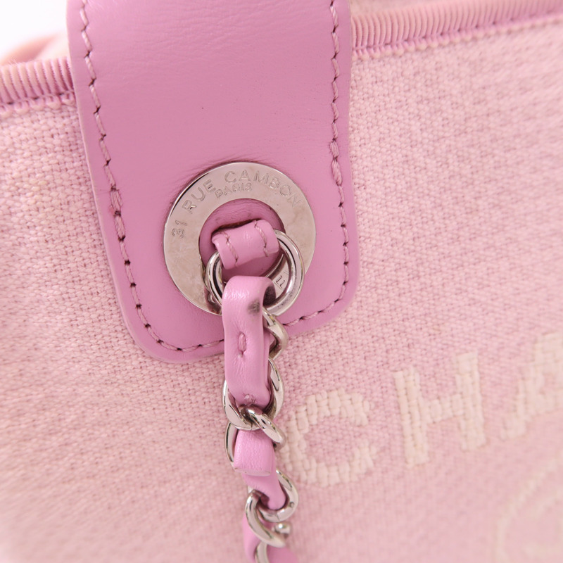 CHANEL 帆布Deauville Bowling Bag銀扣手挽肩背兩用袋-14