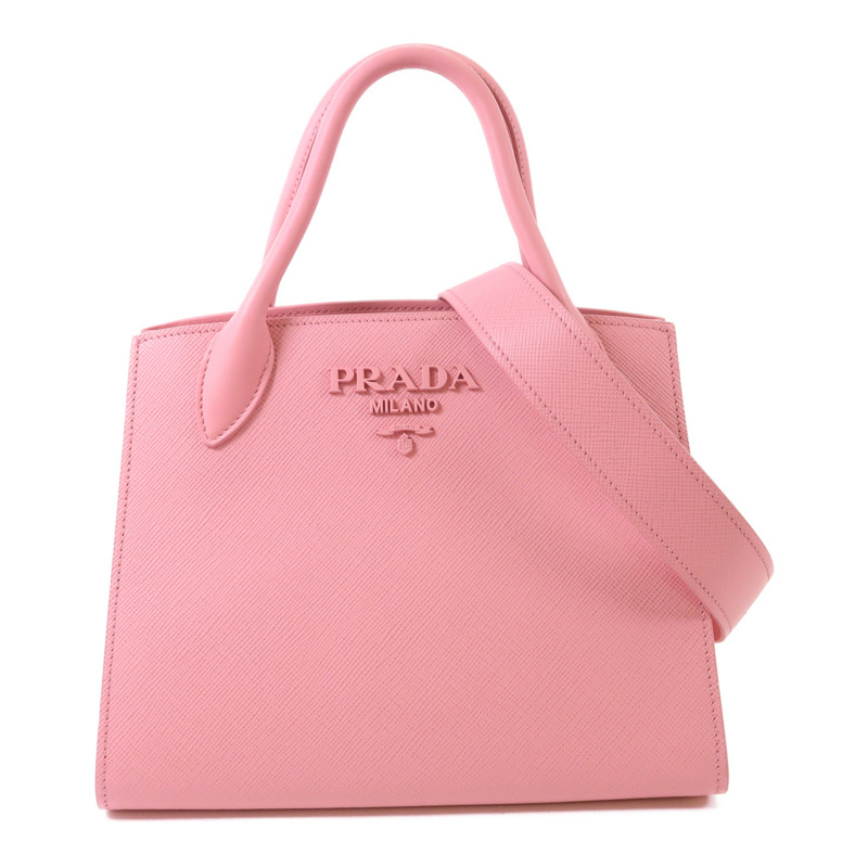 PRADA 牛皮皮革Monochrome金扣手挽肩背兩用袋-0