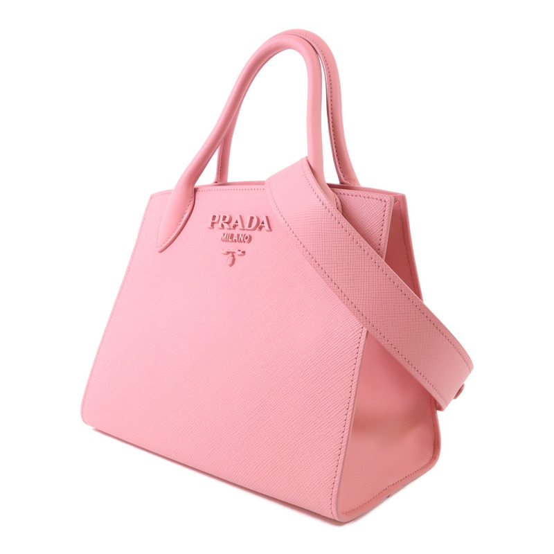 PRADA 牛皮皮革Monochrome金扣手挽肩背兩用袋-2