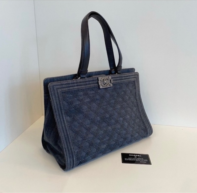 🖤 Chanel 香奈兒｜深藍色牛仔 Le Boy Tote 托特包 ✨ 限量款｜肩背托特｜36 × 25 × 16 cm-0