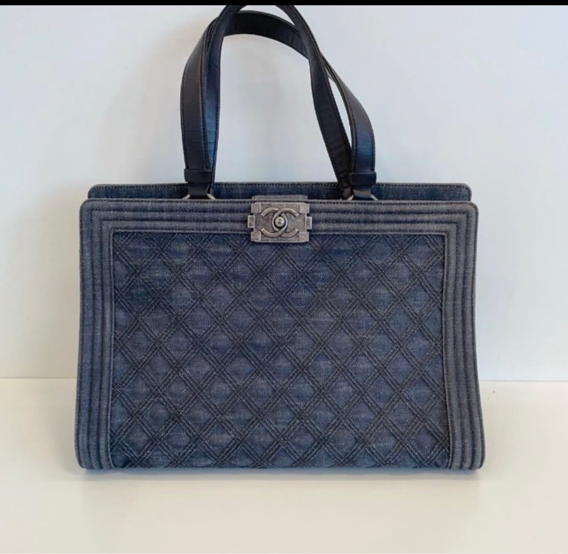 🖤 Chanel 香奈兒｜深藍色牛仔 Le Boy Tote 托特包 ✨ 限量款｜肩背托特｜36 × 25 × 16 cm-1