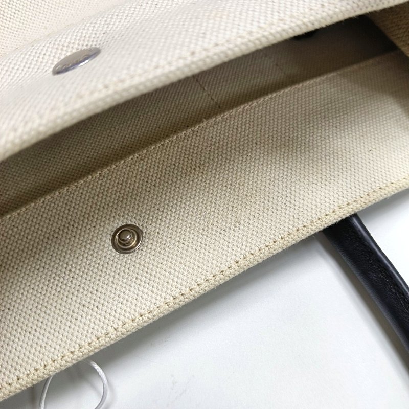 YSL RIVE GAUCHE米色帆布印花手提包銀色五金-13