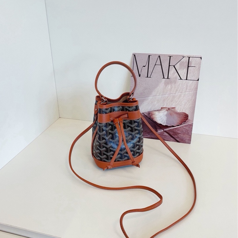 【99新🆕】Goyard Petit Flot Mini焦糖老花水桶包 當紅炸子雞💥新款加了小手提 可愛爆炸 手提斜挎包-0