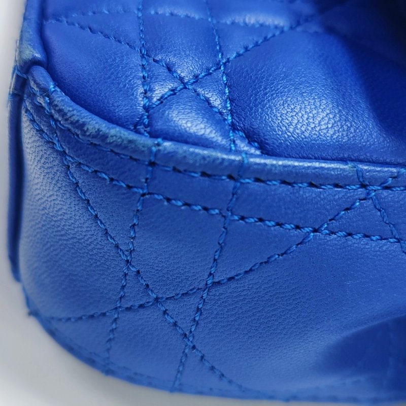 DIOR Miss Dior深藍色牛皮藤格紋絎縫斜挎包單肩包銀色五金-11