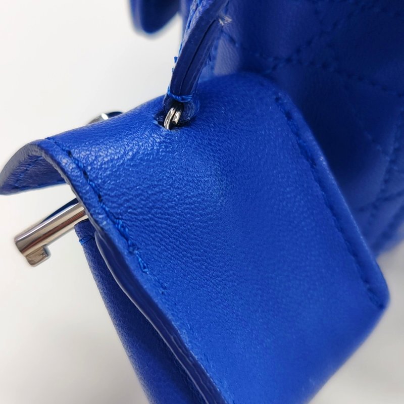 DIOR Miss Dior深藍色牛皮藤格紋絎縫斜挎包單肩包銀色五金-17