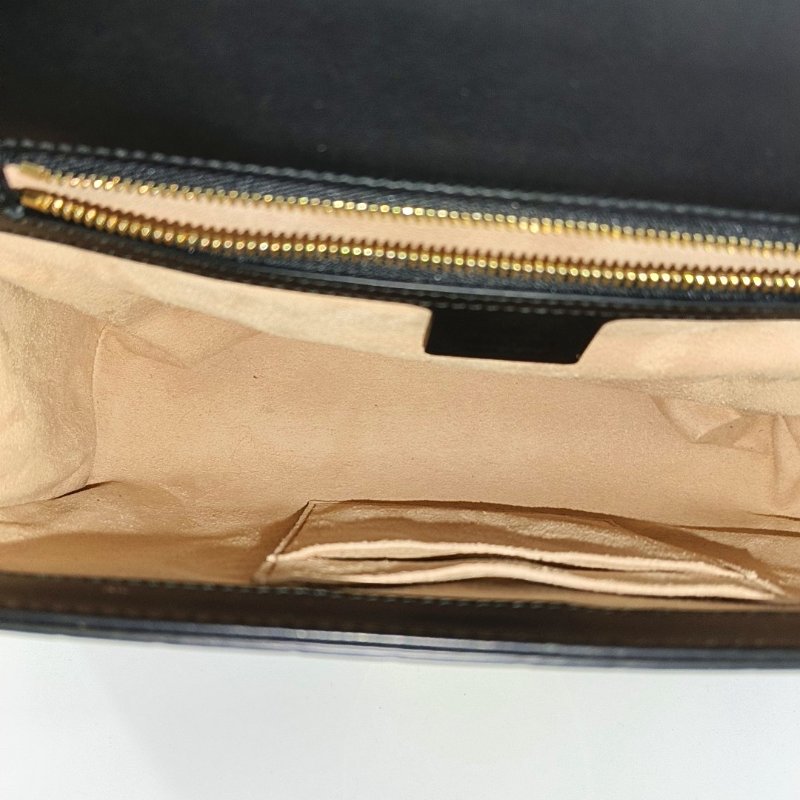 GUCCI Padlock 中號黑色牛皮老花壓紋單肩包斜挎包手提包金色五金-6