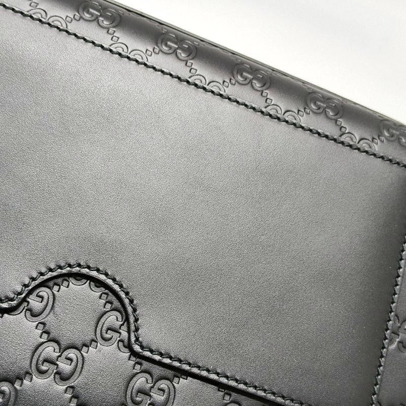 GUCCI Padlock 中號黑色牛皮老花壓紋單肩包斜挎包手提包金色五金-12