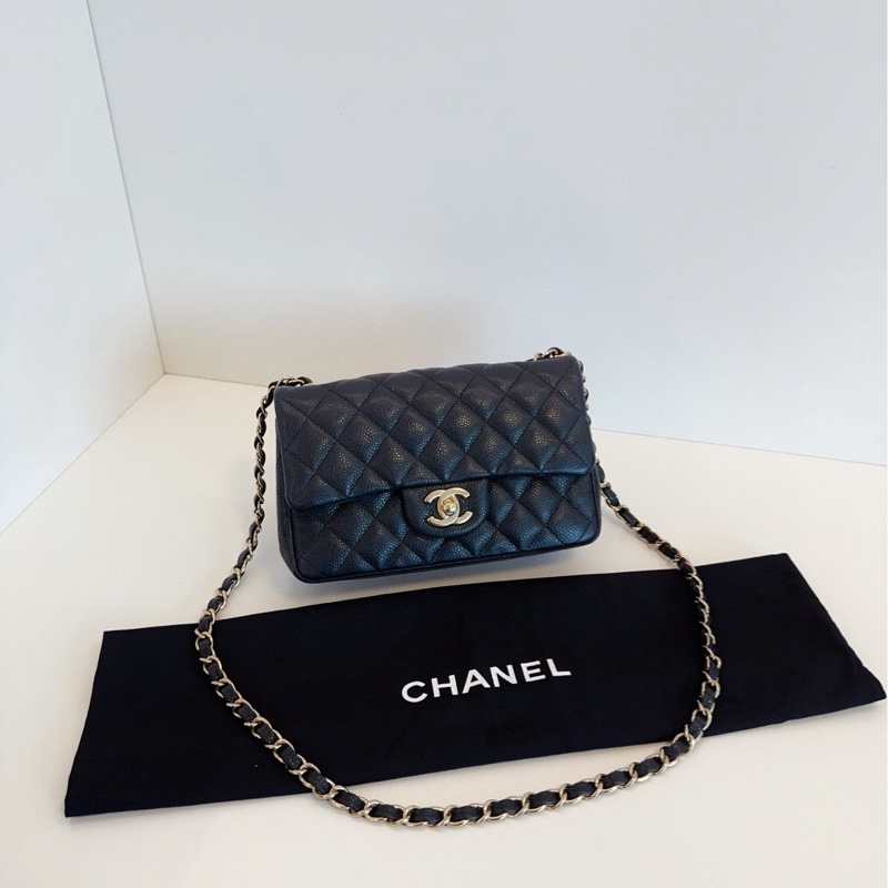 【98新🆕】Chanel 黑金 荔枝皮Classic CF大mini🖤迷你斜挎包-0