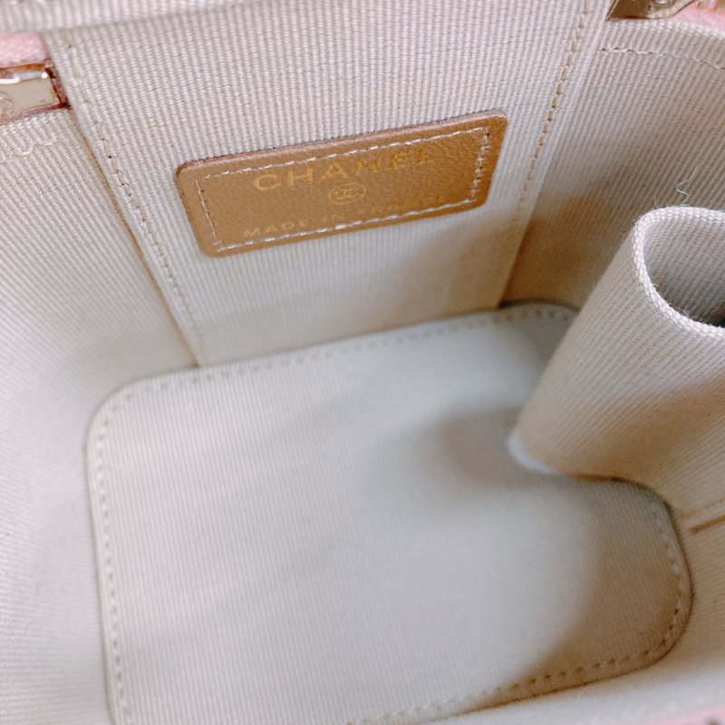 MS0437 Chanel 香奈兒 迷你 化妝盒 金球 調節 羊皮 粉肉色 金扣 Vanity Box With Gold Ball Mini Lambskin Pink x GHW-12