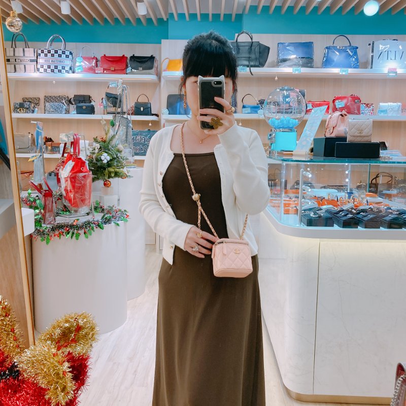 MS0437 Chanel 香奈兒 迷你 化妝盒 金球 調節 羊皮 粉肉色 金扣 Vanity Box With Gold Ball Mini Lambskin Pink x GHW-18