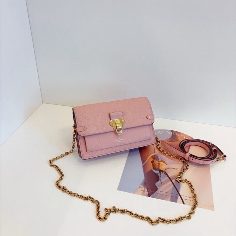 【98新🆕】LV 櫻花粉🌸金扣全皮Vavin Woc鏈條包 斜挎包-0