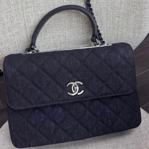 👜 Chanel 香奈兒 Trendy CC 中號 牛仔藍菱格包 ✨ 銀扣・28cm・可手提 / 肩背 / 斜背