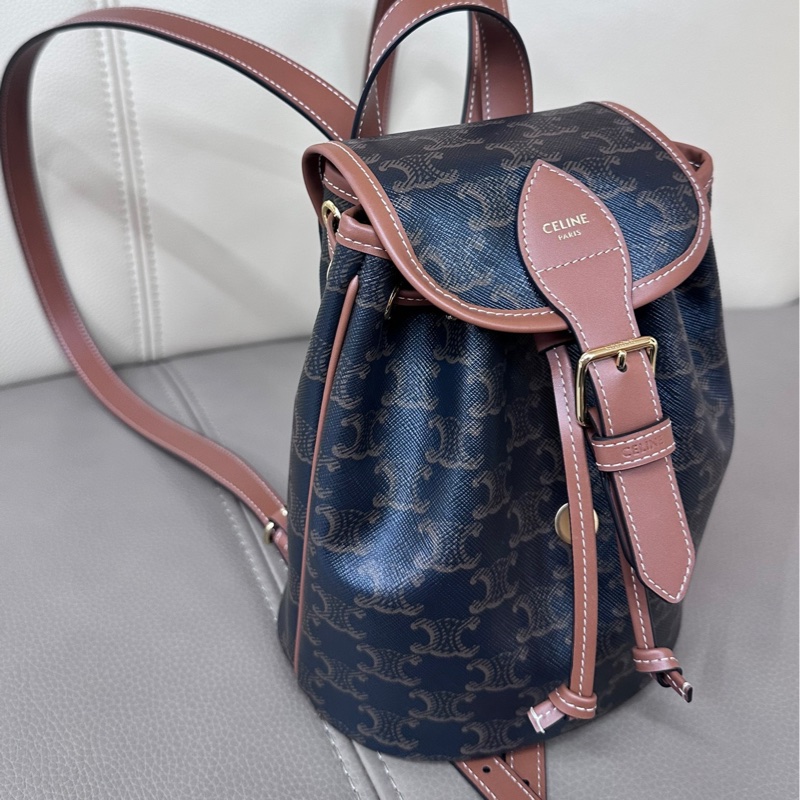 【全❤️】Celine Folco mini 書包老花帆布拼牛皮背包 Backpack mini 迷你-0