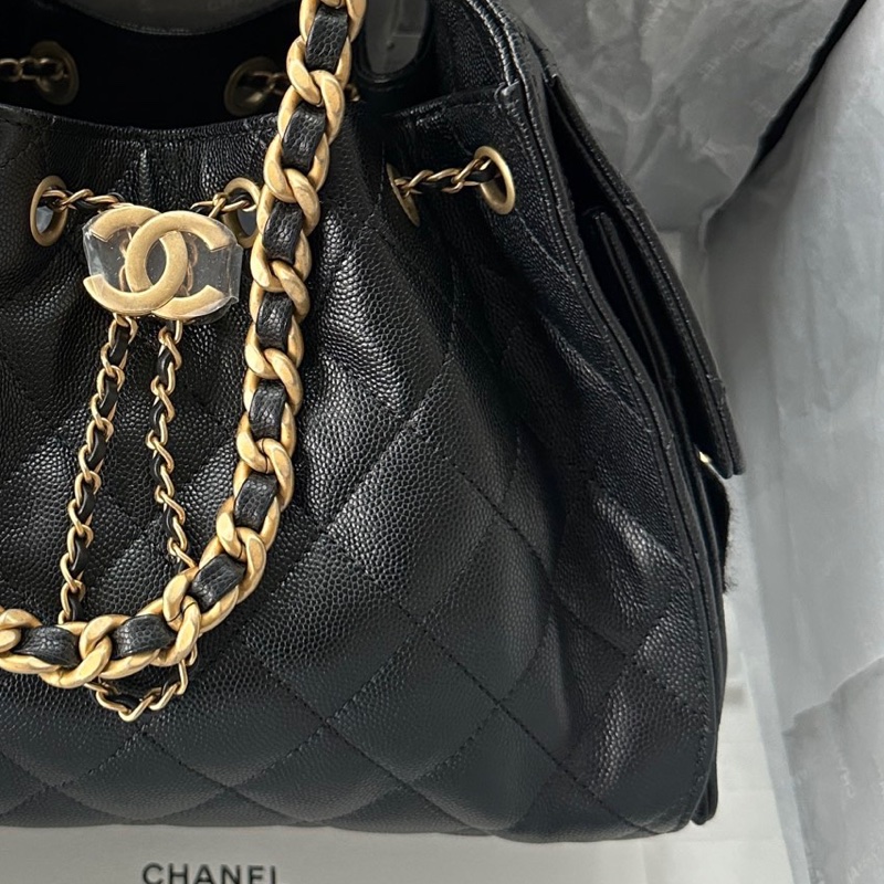 【配件:防塵袋 💕 】 Chanel 26C 25bag 小號 黑金 黑色 金扣 荔枝牛皮 手提 單肩 腋下-2