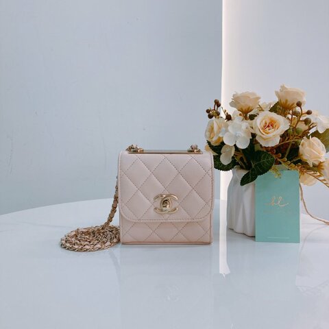 MS0438 Chanel 香奈兒 迷你 小牌子 小時髦牌 鏈條 羊皮 淡粉色 小可愛包 金扣 Trendy CC Clutch With Chain Lambskin Mini Pink x GHW