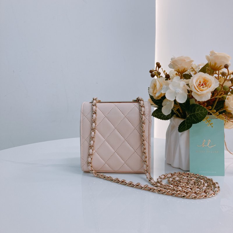 MS0438 Chanel 香奈兒 迷你 小牌子 小時髦牌 鏈條 羊皮 淡粉色 小可愛包 金扣 Trendy CC Clutch With Chain Lambskin Mini Pink x GHW-1