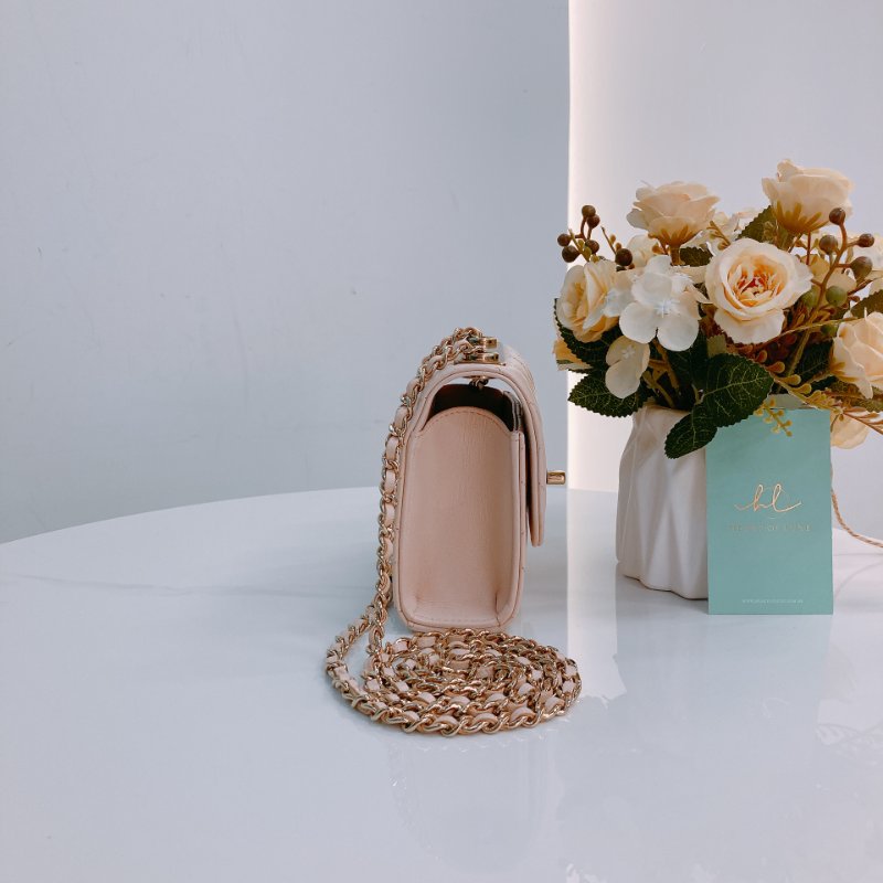 MS0438 Chanel 香奈兒 迷你 小牌子 小時髦牌 鏈條 羊皮 淡粉色 小可愛包 金扣 Trendy CC Clutch With Chain Lambskin Mini Pink x GHW-2