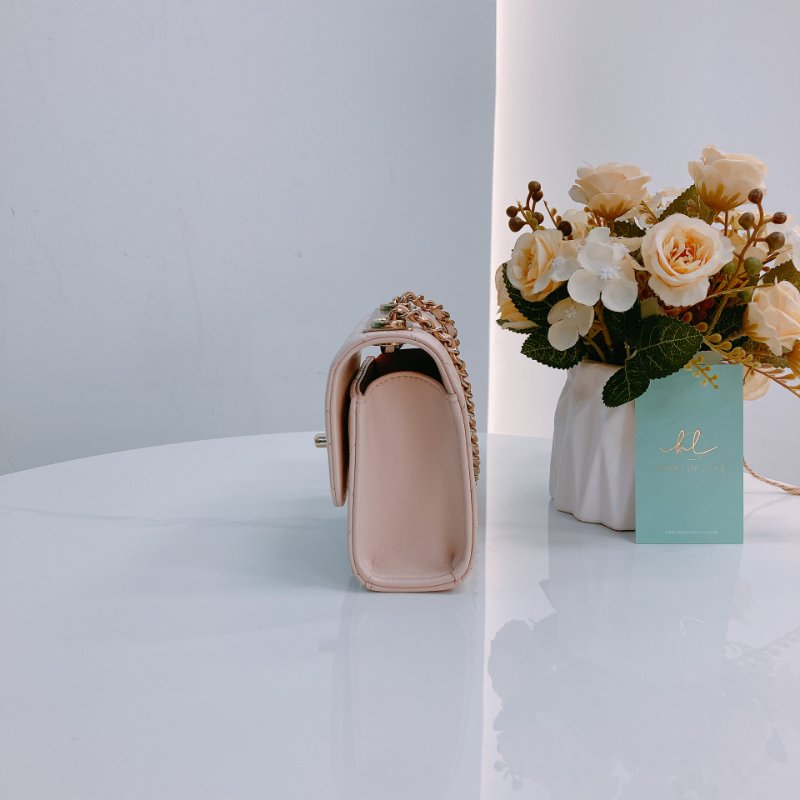 MS0438 Chanel 香奈兒 迷你 小牌子 小時髦牌 鏈條 羊皮 淡粉色 小可愛包 金扣 Trendy CC Clutch With Chain Lambskin Mini Pink x GHW-3