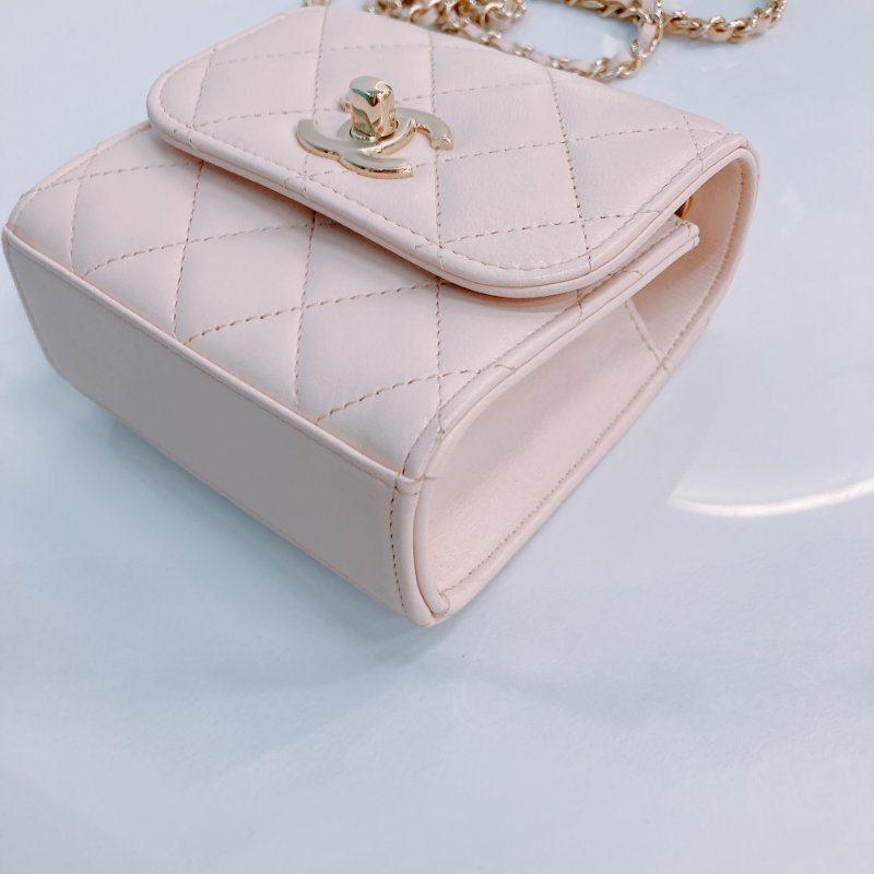 MS0438 Chanel 香奈兒 迷你 小牌子 小時髦牌 鏈條 羊皮 淡粉色 小可愛包 金扣 Trendy CC Clutch With Chain Lambskin Mini Pink x GHW-6
