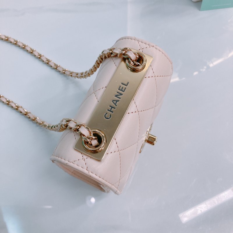 MS0438 Chanel 香奈兒 迷你 小牌子 小時髦牌 鏈條 羊皮 淡粉色 小可愛包 金扣 Trendy CC Clutch With Chain Lambskin Mini Pink x GHW-9