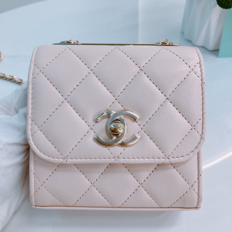 MS0438 Chanel 香奈兒 迷你 小牌子 小時髦牌 鏈條 羊皮 淡粉色 小可愛包 金扣 Trendy CC Clutch With Chain Lambskin Mini Pink x GHW-10