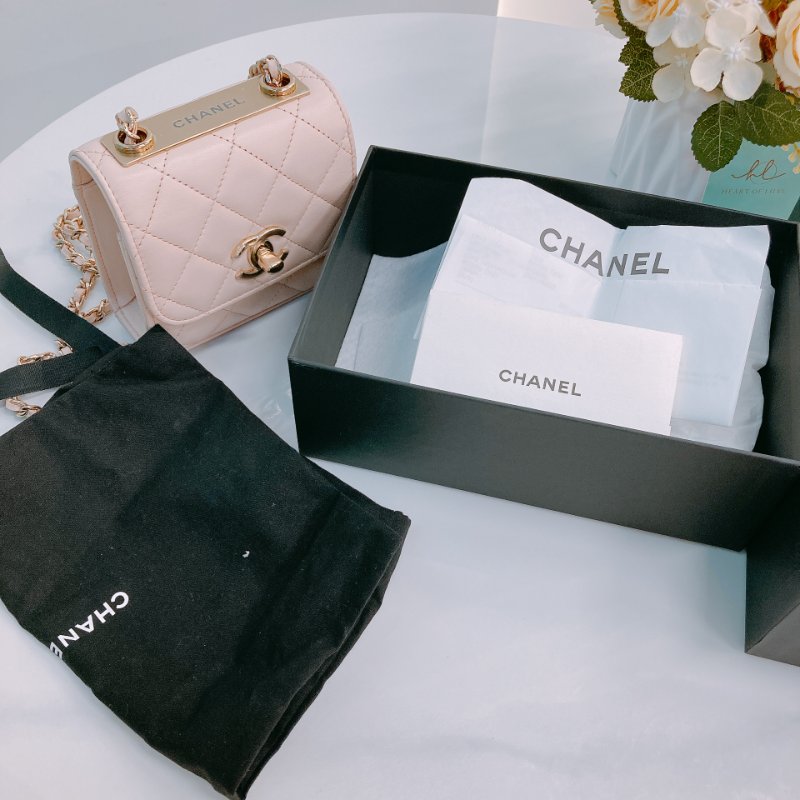 MS0438 Chanel 香奈兒 迷你 小牌子 小時髦牌 鏈條 羊皮 淡粉色 小可愛包 金扣 Trendy CC Clutch With Chain Lambskin Mini Pink x GHW-16