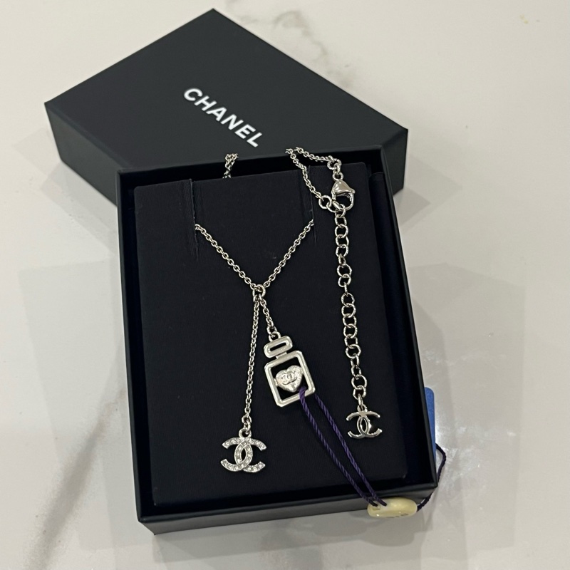 Chanel 25p 藍色香水瓶愛心吊墜項鍊 附件：包裝盒-5