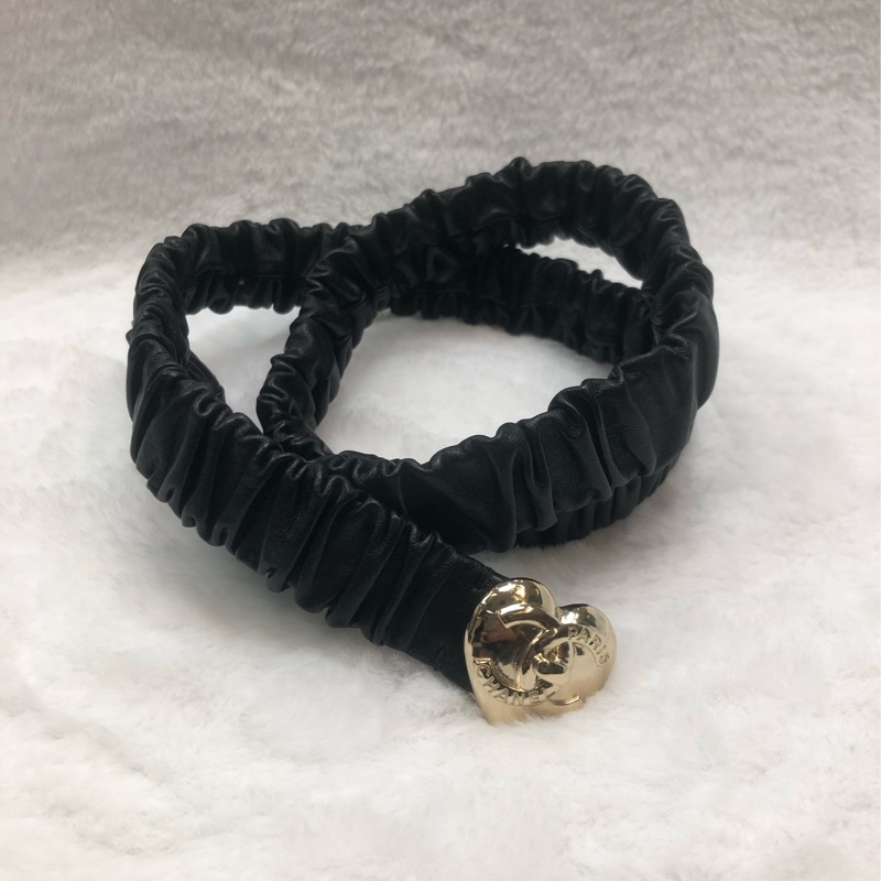 CHANEL CC 皮革心形黑色腰帶 XB971-6