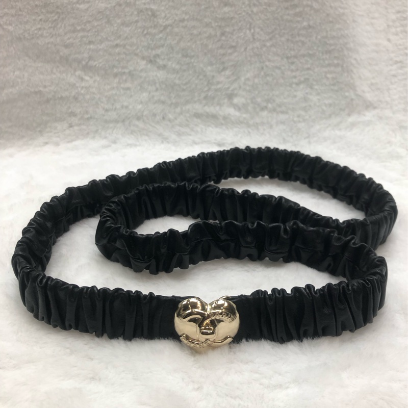 CHANEL CC 皮革心形黑色腰帶 XB971-8