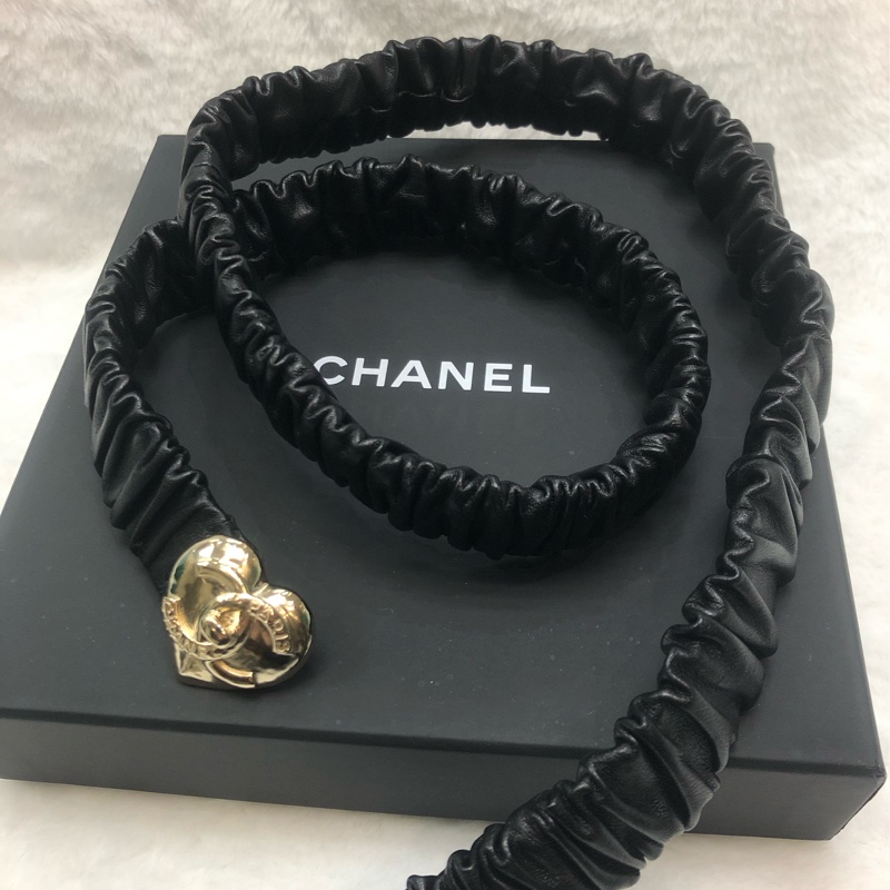 CHANEL CC 皮革心形黑色腰帶 XB971-21