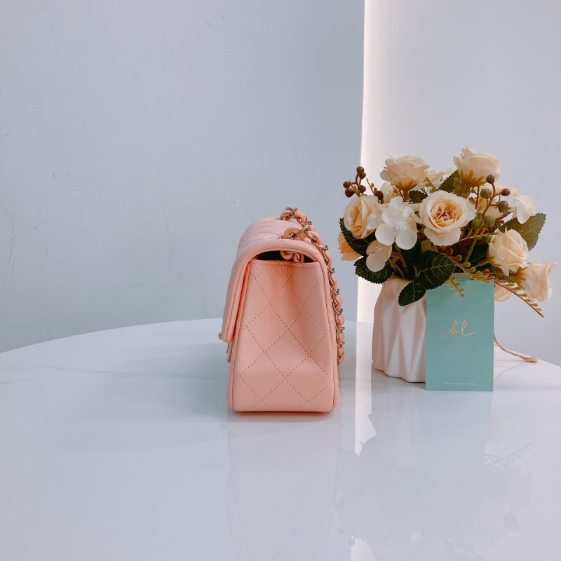 MS0439 Chanel 香奈兒 經典 17Cm 迷你號 方胖子 羊皮 肉粉色 金扣  Classic Flap Mini Square Lambskin Nude x GHW-3