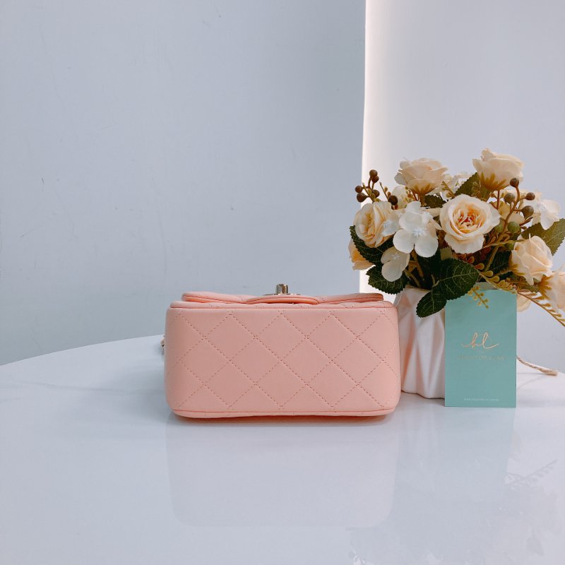 MS0439 Chanel 香奈兒 經典 17Cm 迷你號 方胖子 羊皮 肉粉色 金扣  Classic Flap Mini Square Lambskin Nude x GHW-4