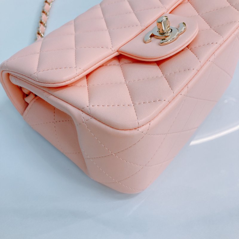 MS0439 Chanel 香奈兒 經典 17Cm 迷你號 方胖子 羊皮 肉粉色 金扣  Classic Flap Mini Square Lambskin Nude x GHW-5