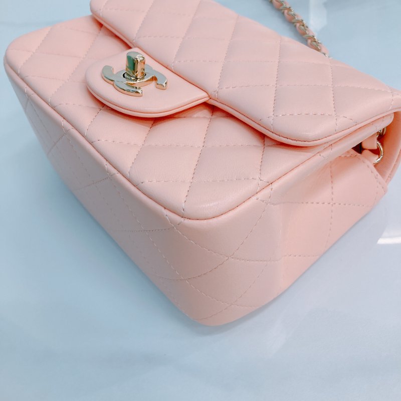 MS0439 Chanel 香奈兒 經典 17Cm 迷你號 方胖子 羊皮 肉粉色 金扣  Classic Flap Mini Square Lambskin Nude x GHW-6