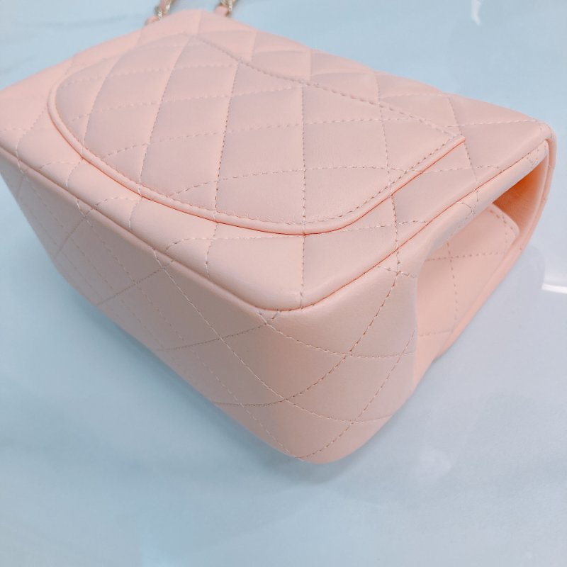 MS0439 Chanel 香奈兒 經典 17Cm 迷你號 方胖子 羊皮 肉粉色 金扣  Classic Flap Mini Square Lambskin Nude x GHW-8