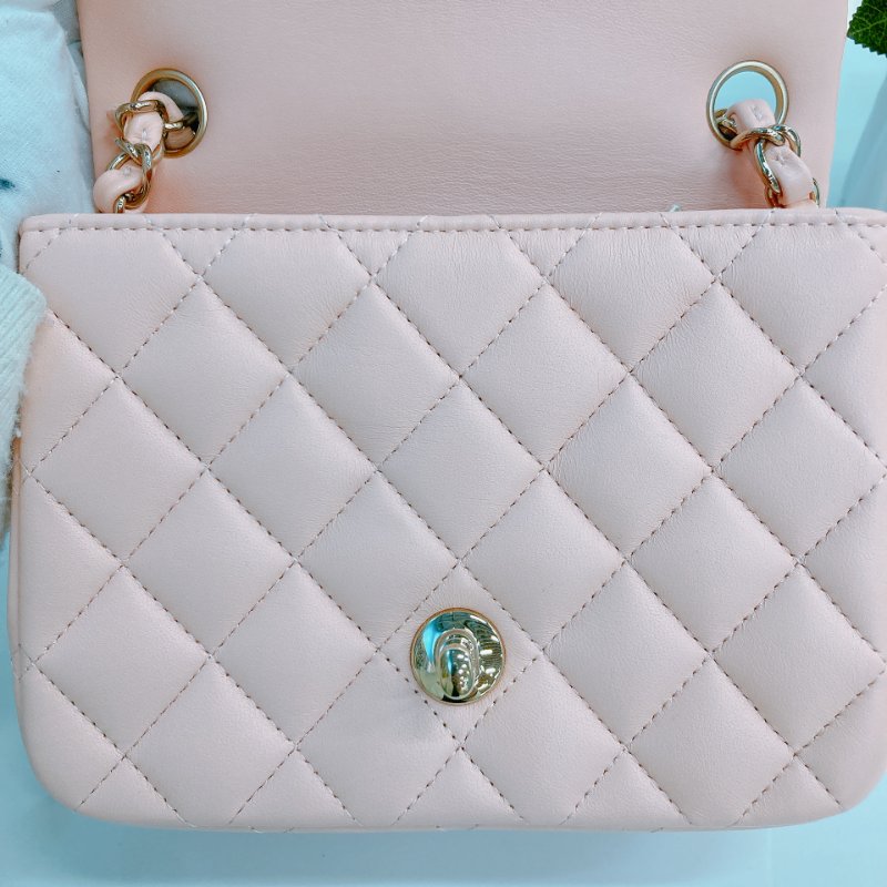 MS0439 Chanel 香奈兒 經典 17Cm 迷你號 方胖子 羊皮 肉粉色 金扣  Classic Flap Mini Square Lambskin Nude x GHW-12