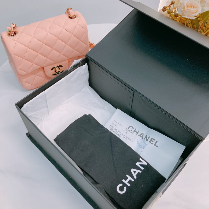 MS0439 Chanel 香奈兒 經典 17Cm 迷你號 方胖子 羊皮 肉粉色 金扣  Classic Flap Mini Square Lambskin Nude x GHW-14