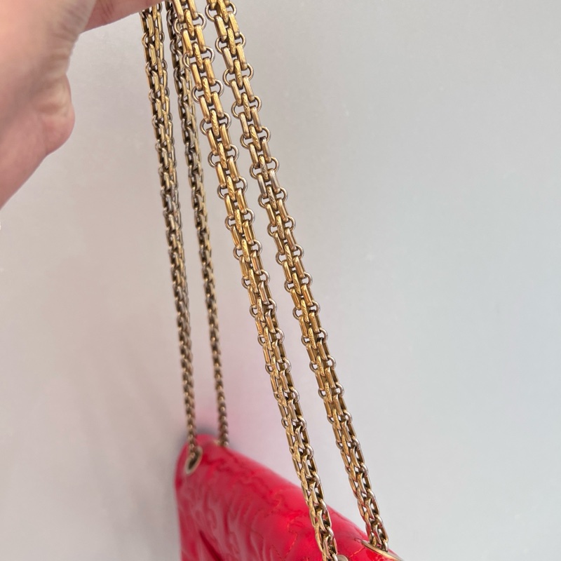 Chanel 2.55 漆皮紅色金扣-7